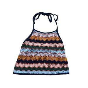 American Eagle Knit Crochet Halter Top Size Small Boho Festival